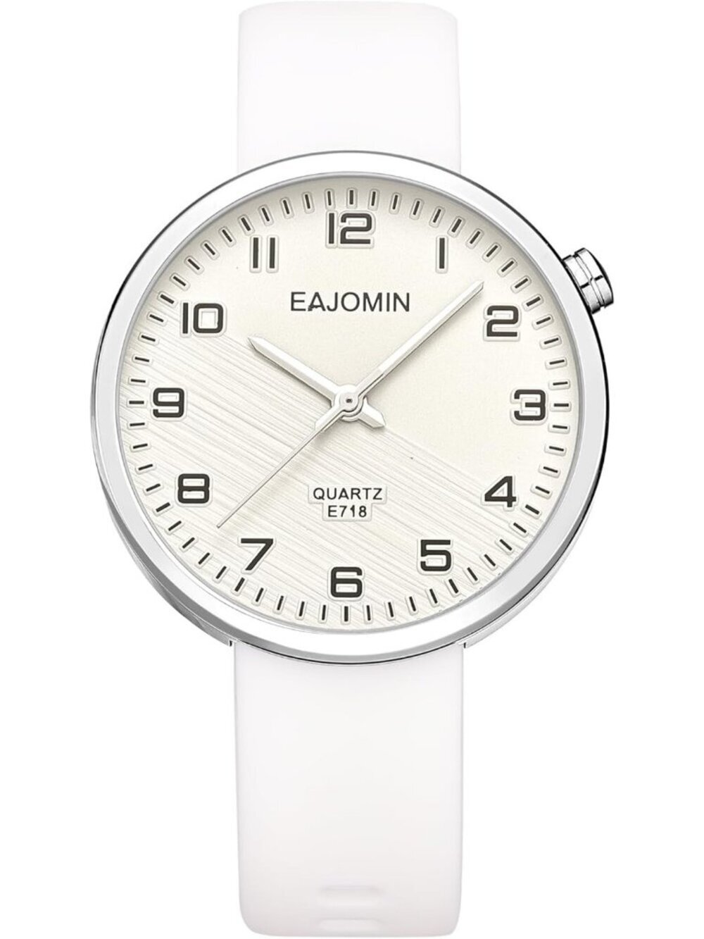 Women's White Analog Quartz Soft Silicone Band Easy Read Dial Waterproof Watch